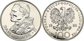Coins Poland People Republic (PRL)
POLSKA / POLAND/ POLEN / POLOGNE / POLSKO

PRL. 100 zlotych 1986 Pope John Paul III, stempel zwykły - RARE 

B...