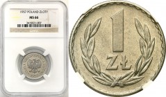 Coins Poland People Republic (PRL)
POLSKA / POLAND/ POLEN / POLOGNE / POLSKO

PRL. 1 zloty 1957 aluminum NGC MS66 - NAJRZADSZA OBIEGOWA ZŁOTÓWKA PR...