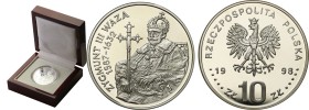Polish collector coins after 1990
POLSKA / POLAND / POLEN / POLOGNE / POLSKO

III RP. 10 zlotych 1998 Zygmunt III Waza półpostać, PUDEŁKO 

Menni...