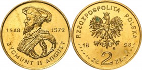 Polish collector coins after 1990
POLSKA / POLAND / POLEN / POLOGNE / POLSKO

III RP. 2 zlote 1996 Zygmunt II August - RAREST 

Plamki na powierz...