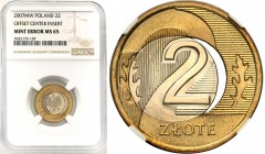 Mint Errors of PRL and III RP
POLSKA / POLAND / POLEN / MINT ERROR / DESTRUKT

III RP. 2 złote 2007 NGC MINT ERROR MS65 - rozlany rdzeń i prześwit ...