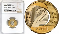Mint Errors of PRL and III RP
POLSKA / POLAND / POLEN / MINT ERROR / DESTRUKT

III RP. 2 zlote 2019 NGC MINT ERROR MS65 - rozlany rdzeń i prześwit ...