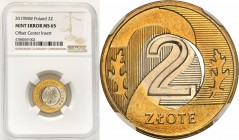 Mint Errors of PRL and III RP
POLSKA / POLAND / POLEN / MINT ERROR / DESTRUKT

III RP. 2 zlote 2019 NGC MINT ERROR MS65 - rozlany rdzeń i prześwit ...