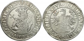 Austria
WORLD COINS

Austria, Ferdinand I (1521-1564). Taler (Thaler) bez daty, Linz 

Aw..: Półpostać cesarza z mieczem opartym o ramię w prawo,...
