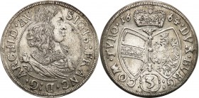 Austria
WORLD COINS

Austria, Zygmunt Franciszek (1662-1665). 3 krajcary 1664, Hall 

Bardzo ładnie zachowane. Patyna, przebijający połysk mennic...