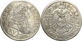 Austria
WORLD COINS

Austria, Leopold I (1657-1705). 15 krajcarów 1684 WW, Wiedeń 

Naturalne wygięcie krążka.Herinek 930

Details: 5,52 g Ag ...