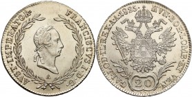 Austria
WORLD COINS

Austria, Franciszek II. 20 kreuzer/ krajcar 1825 A, Vienna 

Wyśmienicie zachowane.Herinek 775

Details: 6,68 g Ag 
Condi...