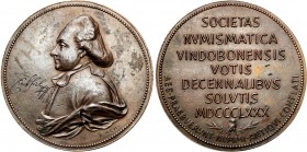 Austria
WORLD COINS

Austria. Medal 1886 on the occasion of the 10th anniversary of the Numismatic Society in Vienna, bronze 

Aw.: Portret Eckhe...