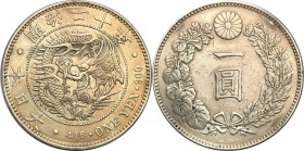 Japan
WORLD COINS

Japan, Mutsuhito. Meiji (1868-1912). 1 Yen 1887 Yr. 20 - rare first year 

Rzadki pierwszy rocznik.Czyszczone tło, przyzwoicie...