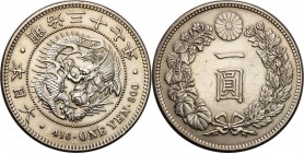 Japan
WORLD COINS

Japan. Mutsuhito Meiji (1867-1912). 1 Yen 1904 

Moneta czyszczona.KM Y-A25

Details: 26,92 g Ag 
Condition: 3- (VF-)