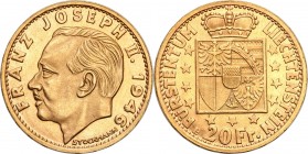 Liechtenstein
WORLD COINS

Liechtenstein. Franciszek Jzef. 20 francs 1946 

Piękny egzemplarz. Połysk.Friedberg 17

Details: 6,45 g Au .900 
C...