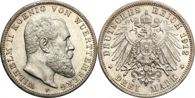 Germany
WORLD COINS

Germany, Wrttemberg. 3 mark 1912 F, Stuttgart 

Dużo p...