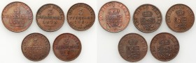 Germany
WORLD COINS

Germany, Prussia and Anhalt-Kthen. 2, 4 pfennigs 1861 - 1873, set 5 coins - BEAUTIFUL 

Bardzo ładnie zachowane monety.AKS 2...