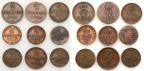 Germany
WORLD COINS

Germany. 2 pfennigs 1842 - 1871, set 9 coins 

Monety z różnych landów i z różnych okresów. Ciekawy zestaw.Rzadsze 2 fenigi ...
