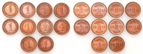 Germany
WORLD COINS

Niemcy, Republika Weimarska. Fenig 1923, zestaw 10 sztuk 

Mennicze egzemplarze z rulonu bankowego.KM# 30

Details: Cu 
C...