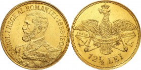Romania
WORLD COINS

Romania. Charles I (1866-1914) 12 1/2 lei 1906, Brussels - RARE 

Moneta wybita&nbsp; zokazji 40-lecia panowania. Rzadki, ni...