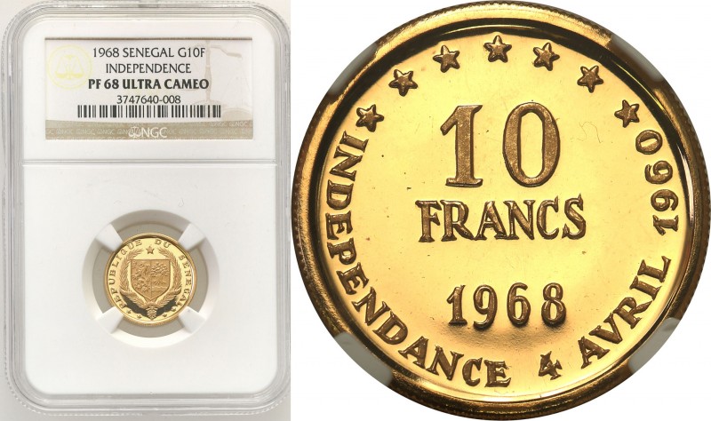 Senegal
WORLD COINS

Senegal. 10 francs 1968 NGC PF68 ULTRA CAMEO (2 MAX) 
...