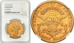 USA (United States of America)
WORLD COINS

USA. $ 20 1877 CC, Carson City, NGC AU mintage 42,565 pieces - RARE 

Moneta z mennicy Carson City bi...