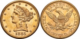 USA (United States of America)
WORLD COINS

US $ 5 1885 Philadelphia - REPLACED 

Wspaniale zachowany egzemplarz z doskonale zachowanym tłem i ró...