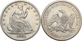 USA (United States of America)
WORLD COINS

USA. 50 Cents 1861, Philadelphia - RARE 

Typ Liberty Seated.Rzadszy typ monety.

Details: 12,32 g ...