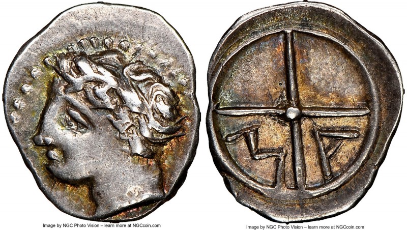 GAUL. Massalia. Ca. 2nd century BC. AR obol (11mm, 12h). NGC Choice XF. Ca. 350-...