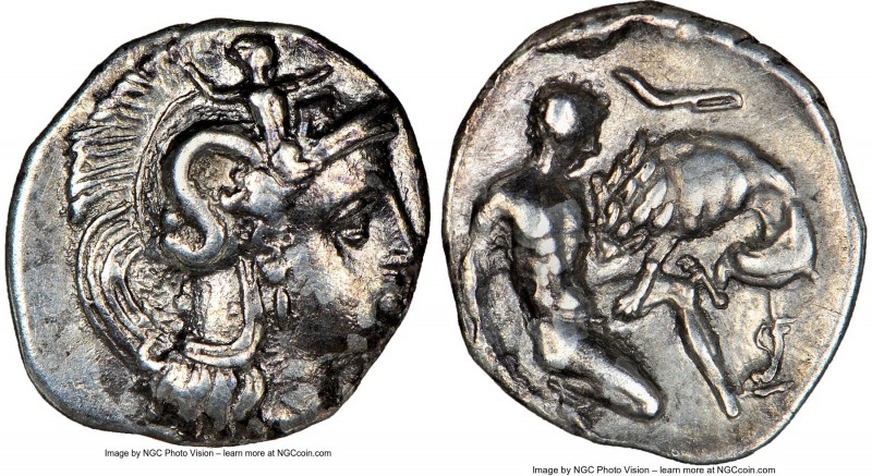 CALABRIA. Tarentum. Ca. 380-280 BC. AR diobol (12mm, 11h). NGC Choice VF. Ca. 32...