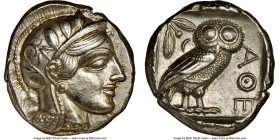 ATTICA. Athens. Ca. 440-404 BC. AR tetradrachm (24mm, 17.18 gm, 7h). NGC AU 5/5 - 4/5. Mid-mass coinage issue. Head of Athena right, wearing crested A...