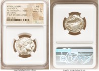 ATTICA. Athens. Ca. 440-404 BC. AR tetradrachm (25mm, 17.13 gm, 5h). NGC AU 5/5 - 2/5, brushed. Mid-mass coinage issue. Head of Athena right, wearing ...