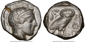 ATTICA. Athens. Ca. 440-404 BC. AR tetradrachm (23mm, 17.17 gm, 10h). NGC Choice VF 5/5 - 2/5, test cut, Full Crest. Mid-mass coinage issue. Head of A...