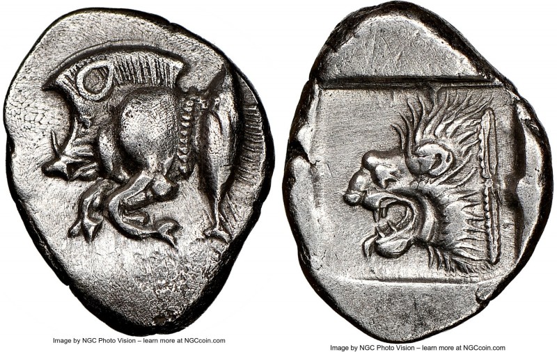 MYSIA. Cyzicus. Ca. 5th century BC. AR diobol(?) (12mm, 6h). NGC Choice XF, brus...