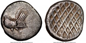 TROAS. Dardanus. Ca. late 6th-5th centuries BC. AR obol (9mm). NGC VF. Rooster standing to left / Incuse cross hatching pattern. Klein 303. SNG Ashmol...