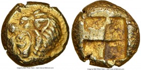 IONIA. Erythrae. Ca. 550-500 BC. EL sixth-stater or hecte (10mm, 2.60 gm). NGC AU 4/5 - 4/5. Head of Heracles left, wearing lion skin headdress / Irre...