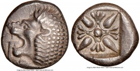 IONIA. Miletus. Ca. late 6th-5th centuries BC. AR 1/12 stater or obol (9mm). NGC AU. Milesian standard. Forepart of roaring lion right, head reverted ...