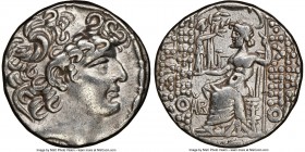 SELEUCID KINGDOM. Philip I Philadelphus (ca. 95/4-76/5 BC). Aulus Gabinius, as Proconsul (57-55 BC). AR tetradrachm (28mm, 12h). NGC XF. Posthumous is...