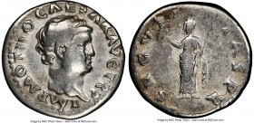 Otho (AD 69). AR denarius (19mm, 6h). NGC Fine. Rome, January-April AD 69. IMP OTHO CAESAR AVG TR P, bare, bewigged head of Otho right / SECVRI-TAS P ...