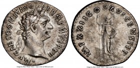 Domitian (AD 81-96). AR denarius (19mm, 2.99 gm, 5h). NGC AU 4/5 - 3/5. Rome, 92-93 AD. IMP CAES DOMIT AVG - GERM P M TR P XIII, laureate head right /...