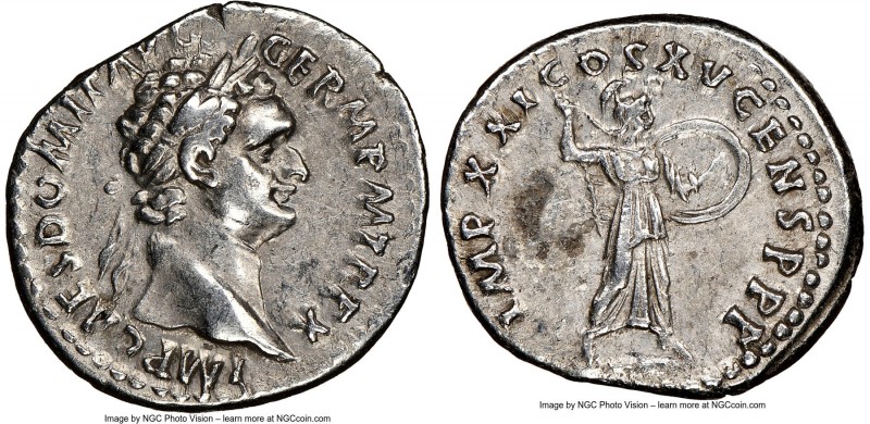 Domitian (AD 81-96). AR denarius (20mm, 7h). NGC XF. Rome, 14 September AD 90-13...