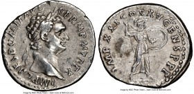 Domitian (AD 81-96). AR denarius (20mm, 7h). NGC XF. Rome, 14 September AD 90-13 September AD 91. IMP CAES DOMIT AVG-GERM P M TR P X, laureate head of...