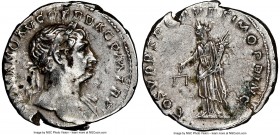 Trajan (AD 98-117). AR denarius (19mm, 6h). NGC Choice VF. Rome, AD 103-111. IMP TRAIANO AVG GER DAC P M TR P, laureate bust of Trajan right, with sli...