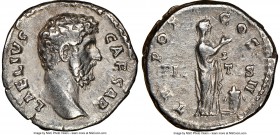 Aelius Caesar (AD 136-138). AR denarius (18mm, 6h). NGC VF, brushed. Rome, AD 137. L AELIVS-CAESAR, bare head of Aelius right / TR-POT-COS-II, Pietas,...