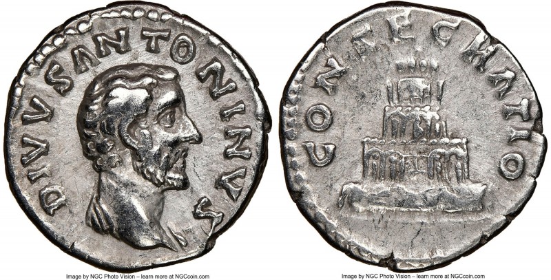 Divus Antoninus Pius (AD 138-161). AR denarius (18mm, 6h). NGC VF. Rome, after A...