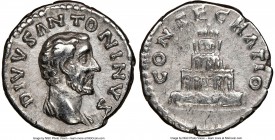 Divus Antoninus Pius (AD 138-161). AR denarius (18mm, 6h). NGC VF. Rome, after AD 161. DIVVS ANTONINVS, bare head of Antoninus Pius right / CONSECRATI...