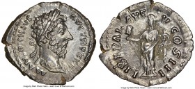 Marcus Aurelius (AD 161-180). AR denarius (21mm, 7h). NGC AU. Rome, December AD 169- December AD 170. M ANTONINVS AVG TR P XXIIII, laureate head of Ma...
