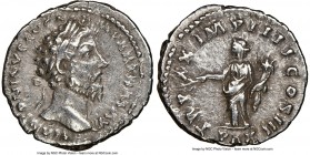 Marcus Aurelius (AD 161-180). AR denarius (19mm, 7h). NGC Choice VF. Rome, summer-December AD 166. M ANTONINVS AVG-ARM PARTH MAX, laureate head of Mar...