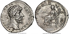 Lucius Verus (AD 161-169). AR denarius (18mm, 6h). NGC Choice XF. Rome, AD 168-169. L VERVS AVG ARM-PARTH MAX, laureate head of Lucius Verus right / T...