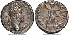 Commodus (AD 177-192). AR denarius (17mm, 12h). NGC Choice XF. Rome, AD 183-184. M COMMODVS ANTON AVG PIVS, laureate head of Commodus to right / P M T...
