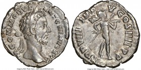 Commodus (AD 177-192). AR denarius (18mm, 6h). NGC Choice VF. Rome, AD 181-182. M COMMODVS-ANTONINVS AVG, laureate head of Commodus right / TRP VIII I...