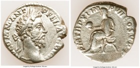 Commodus (AD 177-192). AR denarius (17mm, 2.69 gm, 6h). Choice Fine, edge chip. Rome, AD 185. M COMM ANT P-FEL AVG BRIT, laureate head of Commodus rig...