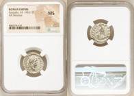 Caracalla (AD 198-217). AR denarius (19mm, 5h). NGC MS. Rome, AD 206-210. ANTONINVS PIVS AVG, laureate head of Caracalla right / VOTA SVSCEPTA X, Cara...