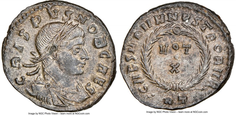 Crispus, as Caesar (AD 316-326). AE3 or BI nummus (20mm, 3.57 gm, 11h). NGC MS 5...